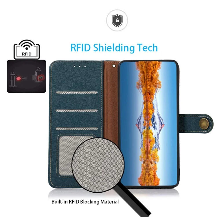 KHAZNEH For Samsung Galaxy A06 Case Genuine Cow Leather Wallet Phone Cover