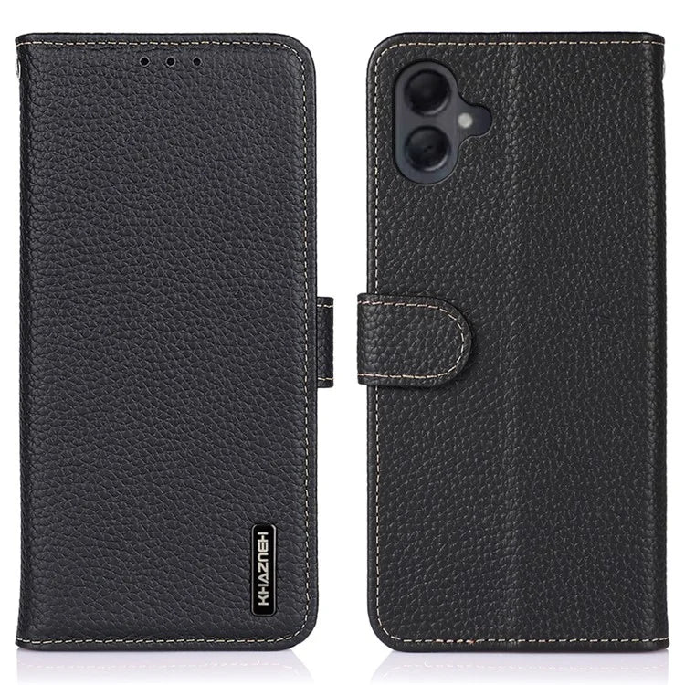 KHAZNEH For Samsung Galaxy A06 Phone Case Genuine Cow Leather Flip Cover