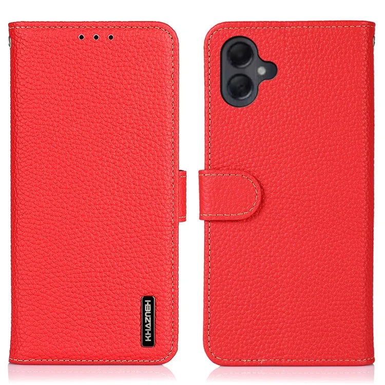 KHAZNEH For Samsung Galaxy A06 Phone Case Genuine Cow Leather Flip Cover