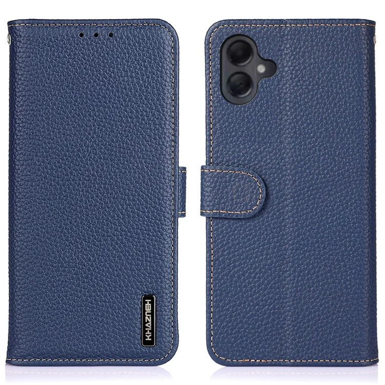 KHAZNEH For Samsung Galaxy A06 Phone Case Genuine Cow Leather Flip Cover