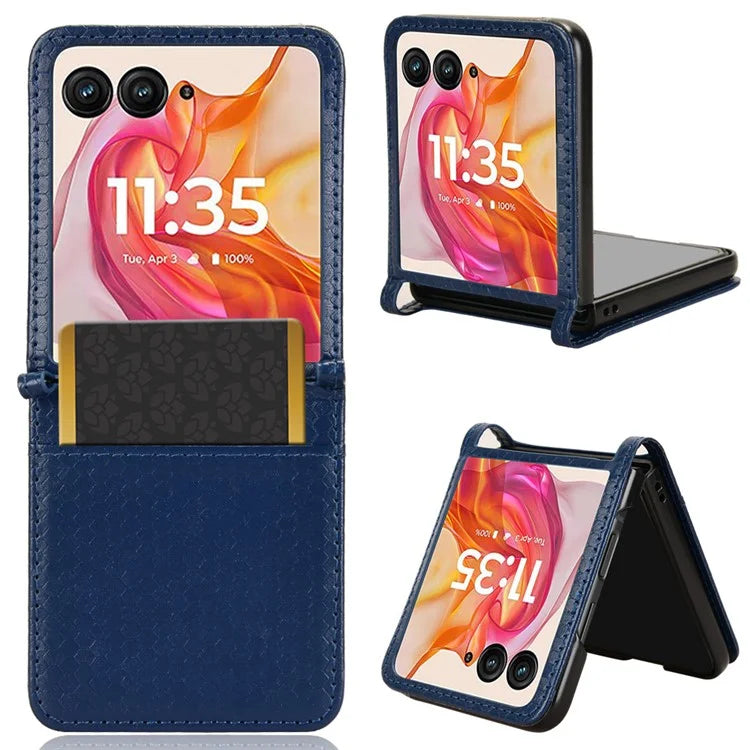 For Motorola Razr 50 Ultra 5G Phone Case with Card Holder Imprinted Dot Pattern Leather Phone Cover