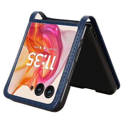 For Motorola Razr 50 Ultra 5G Phone Case with Card Holder Imprinted Dot Pattern Leather Phone Cover