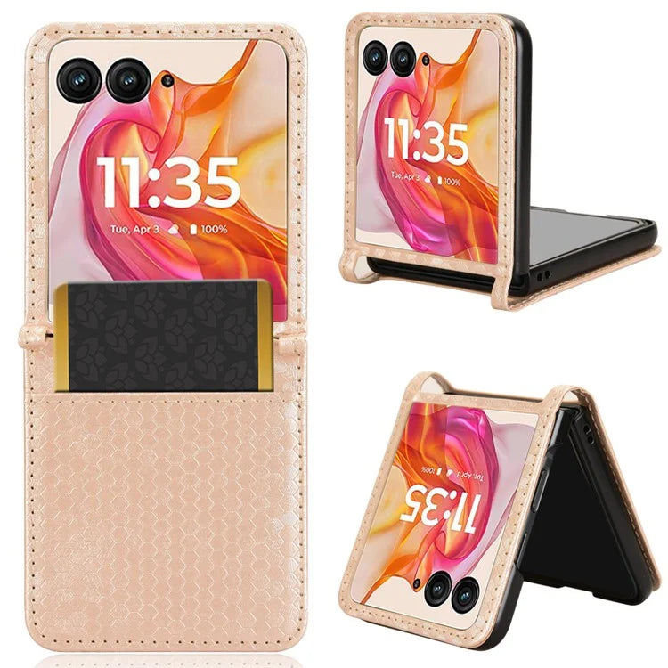 For Motorola Razr 50 Ultra 5G Phone Case with Card Holder Imprinted Dot Pattern Leather Phone Cover