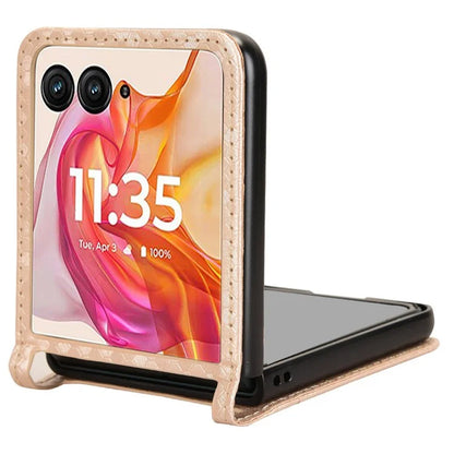 For Motorola Razr 50 Ultra 5G Phone Case with Card Holder Imprinted Dot Pattern Leather Phone Cover