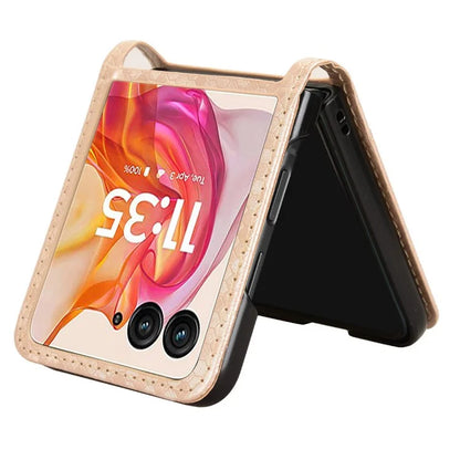For Motorola Razr 50 Ultra 5G Phone Case with Card Holder Imprinted Dot Pattern Leather Phone Cover