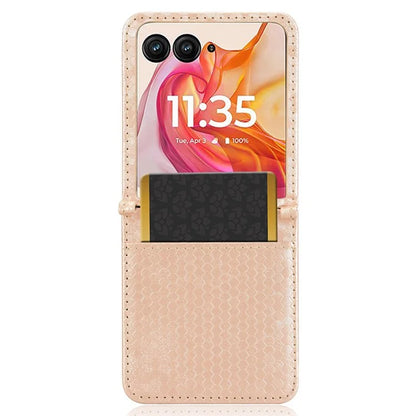 For Motorola Razr 50 Ultra 5G Phone Case with Card Holder Imprinted Dot Pattern Leather Phone Cover