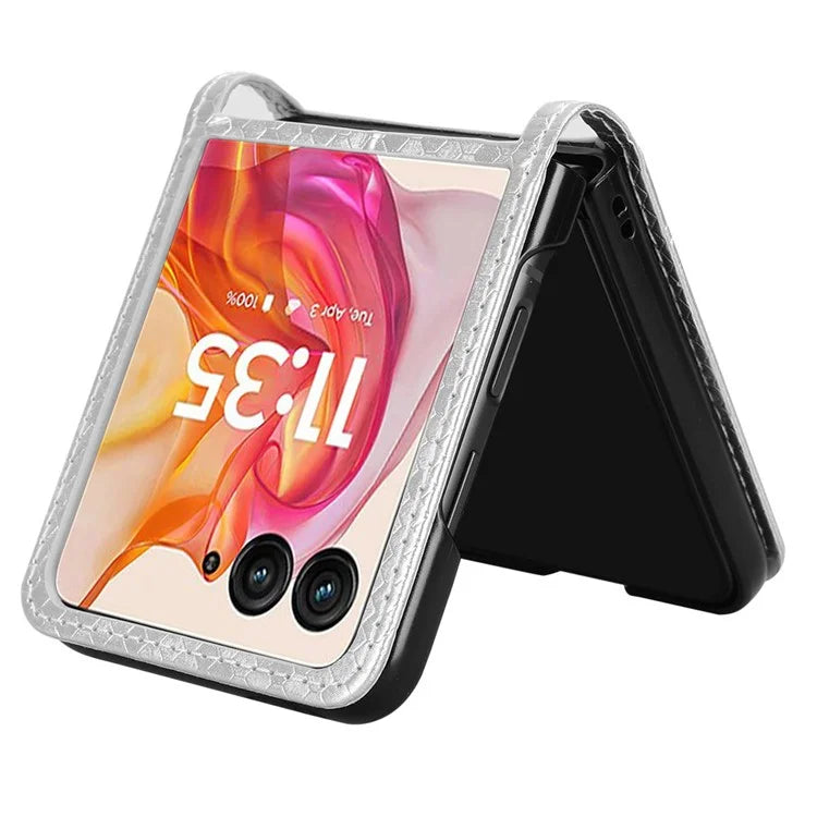 For Motorola Razr 50 Ultra 5G Phone Case with Card Holder Imprinted Dot Pattern Leather Phone Cover