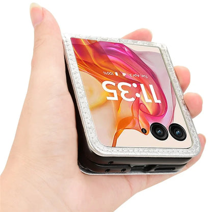 For Motorola Razr 50 Ultra 5G Phone Case with Card Holder Imprinted Dot Pattern Leather Phone Cover