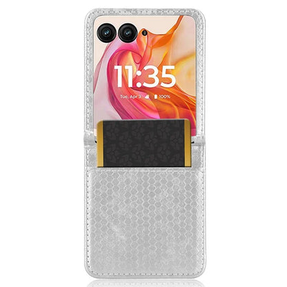 For Motorola Razr 50 Ultra 5G Phone Case with Card Holder Imprinted Dot Pattern Leather Phone Cover