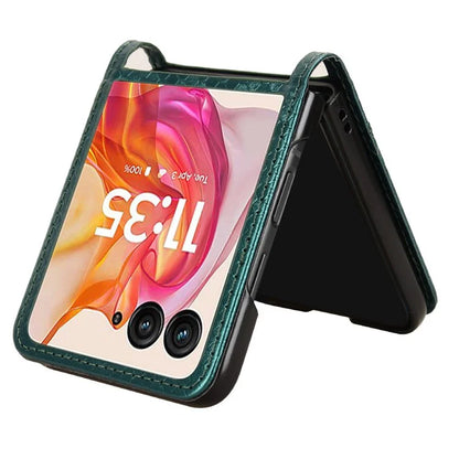 For Motorola Razr 50 Ultra 5G Phone Case with Card Holder Imprinted Dot Pattern Leather Phone Cover