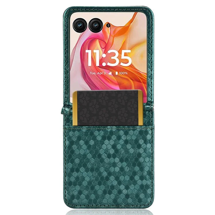 For Motorola Razr 50 Ultra 5G Phone Case with Card Holder Imprinted Dot Pattern Leather Phone Cover