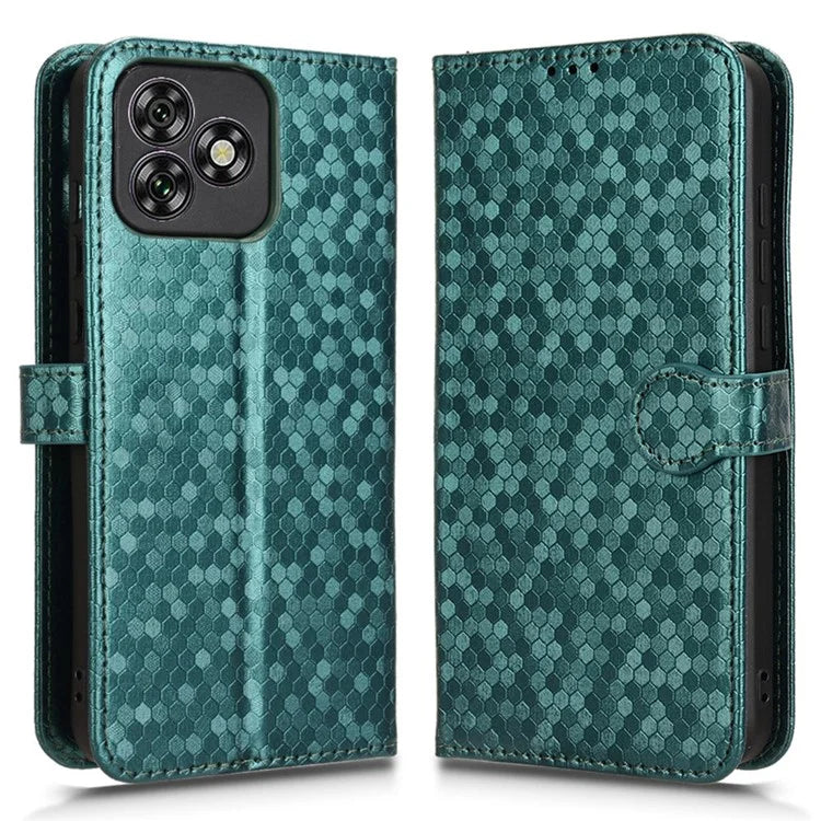 For Oukitel C53 Wallet Case Dot Pattern Imprint PU Leather Phone Cover