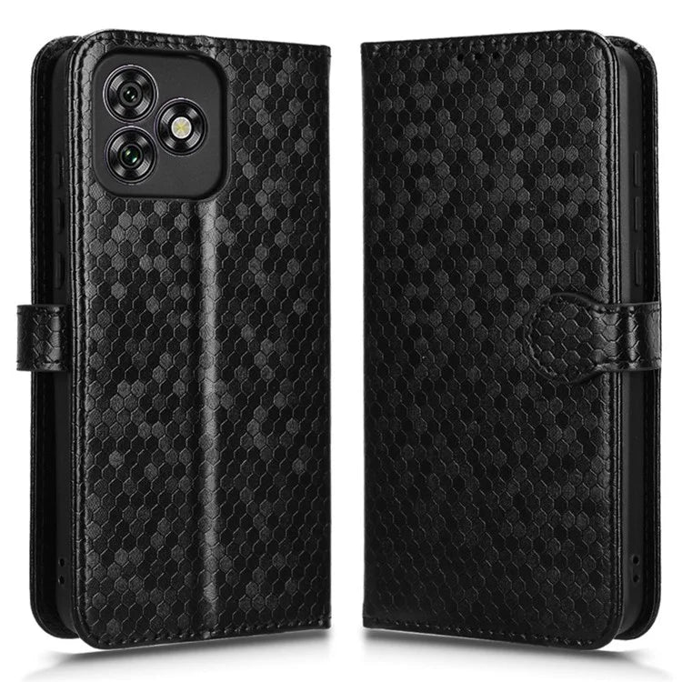 For Oukitel C53 Wallet Case Dot Pattern Imprint PU Leather Phone Cover