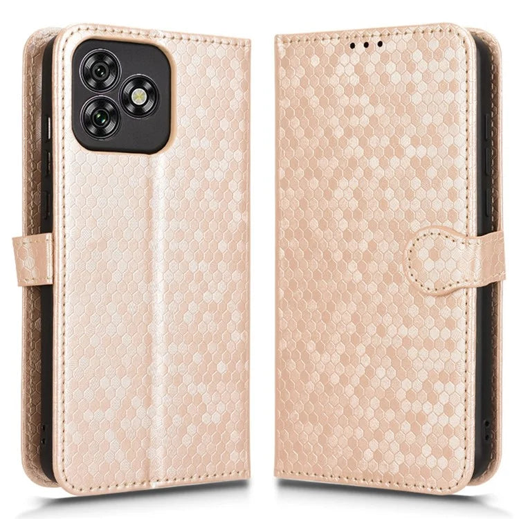 For Oukitel C53 Wallet Case Dot Pattern Imprint PU Leather Phone Cover