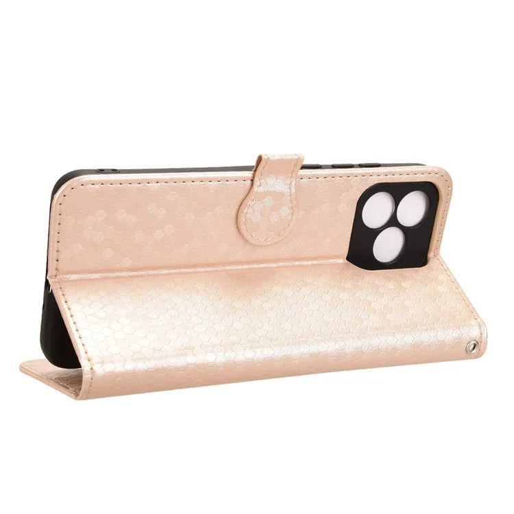 For Oukitel C53 Wallet Case Dot Pattern Imprint PU Leather Phone Cover