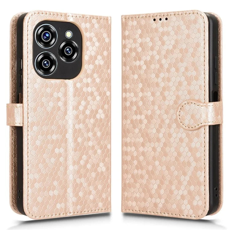 For Oukitel C50 Wallet Case Dot Pattern Imprint PU Leather Phone Cover