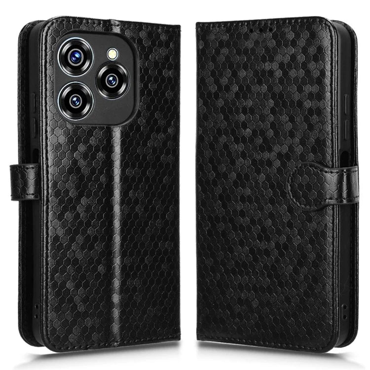 For Oukitel C50 Wallet Case Dot Pattern Imprint PU Leather Phone Cover