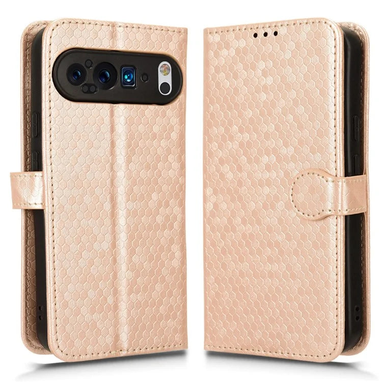 For Google Pixel 9 Pro XL Wallet Case Dot Pattern Imprint PU Leather Phone Cover