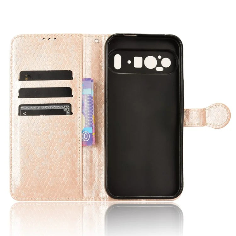 For Google Pixel 9 Pro XL Wallet Case Dot Pattern Imprint PU Leather Phone Cover