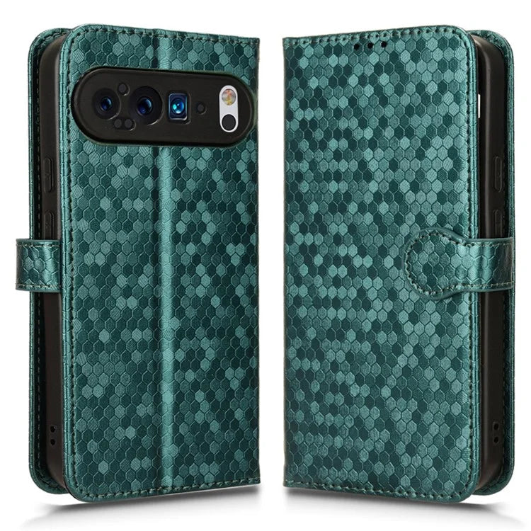 For Google Pixel 9 / 9 Pro Wallet Case Dot Pattern Imprint PU Leather Phone Cover