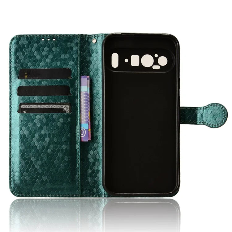 For Google Pixel 9 / 9 Pro Wallet Case Dot Pattern Imprint PU Leather Phone Cover