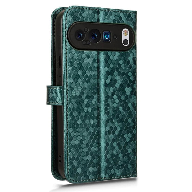 For Google Pixel 9 / 9 Pro Wallet Case Dot Pattern Imprint PU Leather Phone Cover