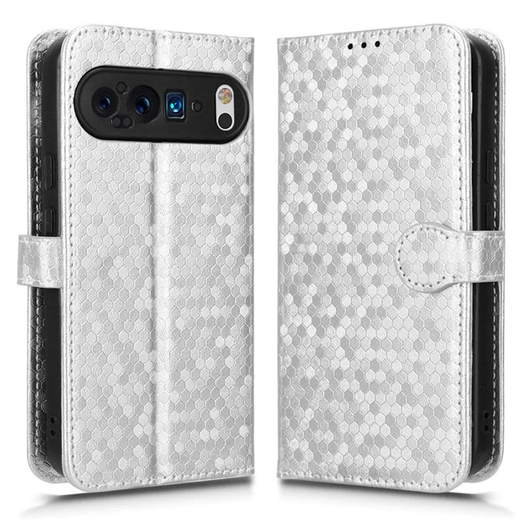 For Google Pixel 9 / 9 Pro Wallet Case Dot Pattern Imprint PU Leather Phone Cover
