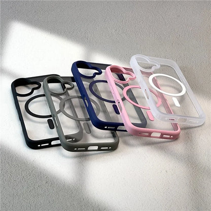 For iPhone 16 Plus Clear Phone Case PC +TPU Back Cover Compatible with MagSafe