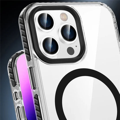 For iPhone 16 Pro Magnetic Case Clear Phone Cover PC +TPU Anti-Slip Compatible with MagSafe