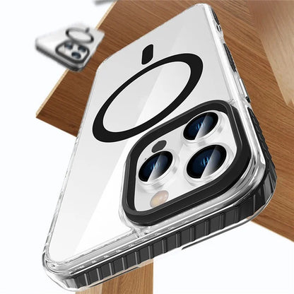 For iPhone 16 Pro Magnetic Case Clear Phone Cover PC +TPU Anti-Slip Compatible with MagSafe