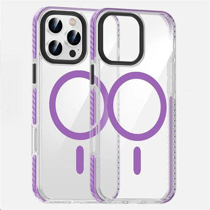 For iPhone 16 Pro Magnetic Case Clear Phone Cover PC +TPU Anti-Slip Compatible with MagSafe