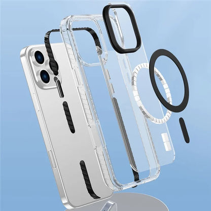 For iPhone 16 Pro Magnetic Case Clear Phone Cover PC +TPU Anti-Slip Compatible with MagSafe
