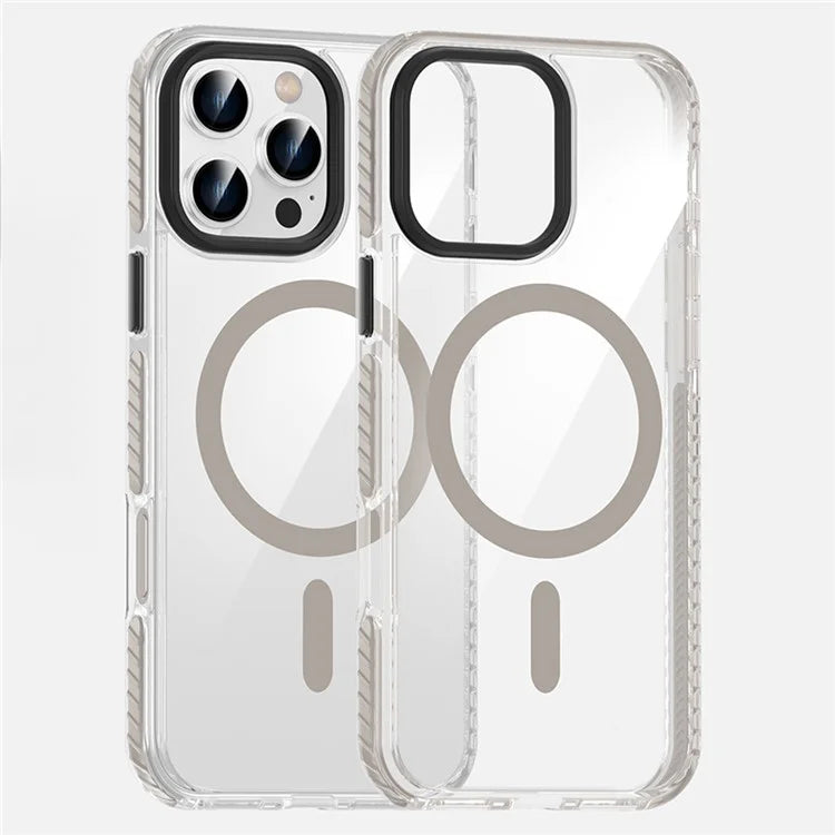 For iPhone 16 Pro Magnetic Case Clear Phone Cover PC +TPU Anti-Slip Compatible with MagSafe