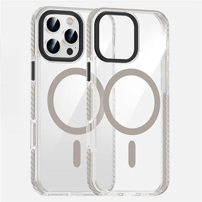 For iPhone 16 Pro Magnetic Case Clear Phone Cover PC +TPU Anti-Slip Compatible with MagSafe