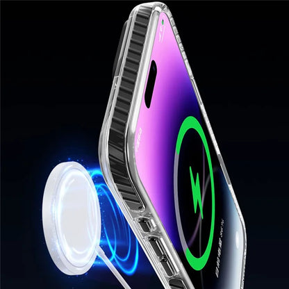 For iPhone 16 Pro Magnetic Case Clear Phone Cover PC +TPU Anti-Slip Compatible with MagSafe
