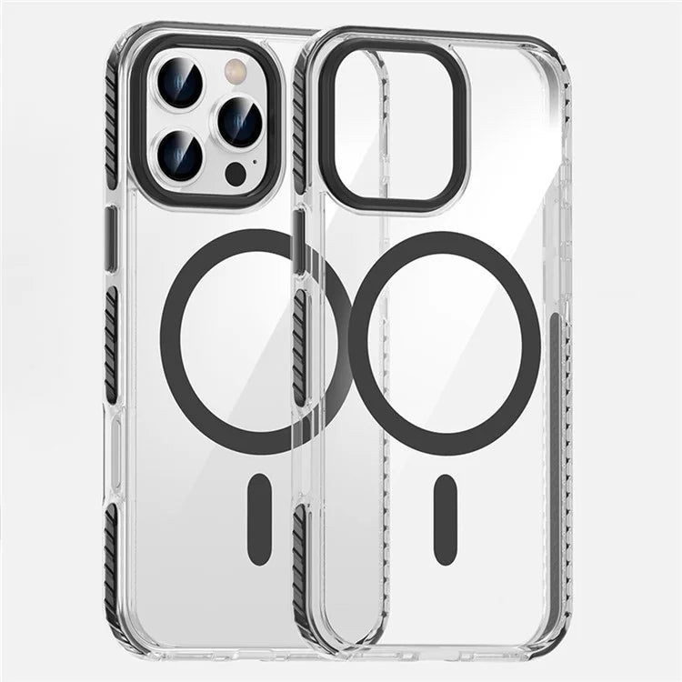 For iPhone 16 Pro Max Magnetic Case Clear Phone Cover PC +TPU Anti-Slip Compatible with MagSafe
