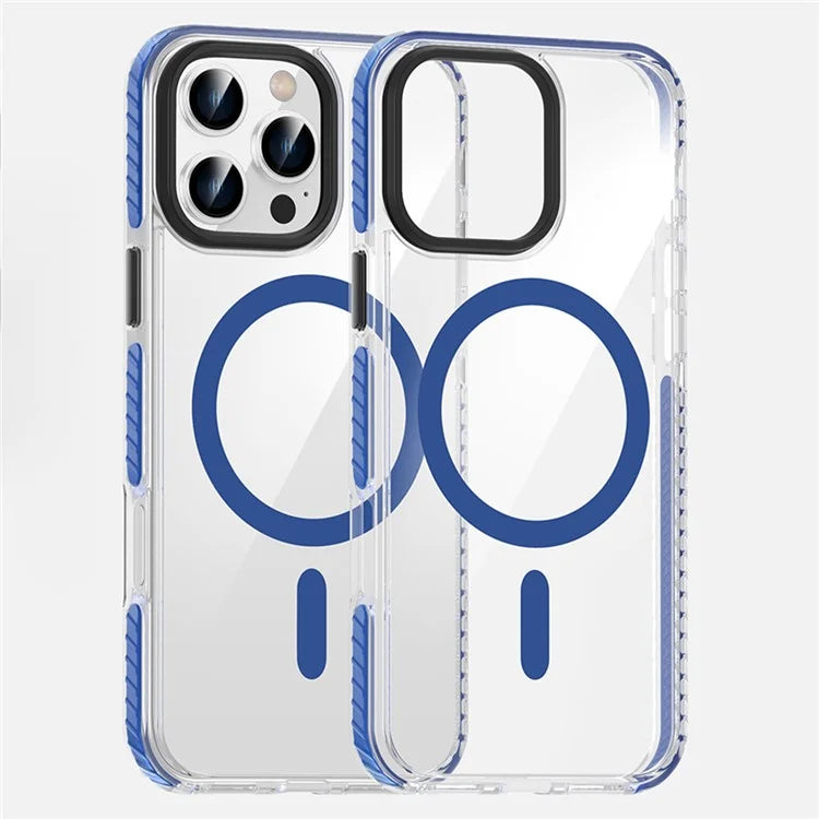 For iPhone 16 Pro Max Magnetic Case Clear Phone Cover PC +TPU Anti-Slip Compatible with MagSafe