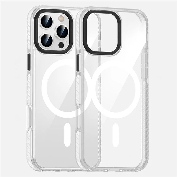 For iPhone 16 Pro Max Magnetic Case Clear Phone Cover PC +TPU Anti-Slip Compatible with MagSafe