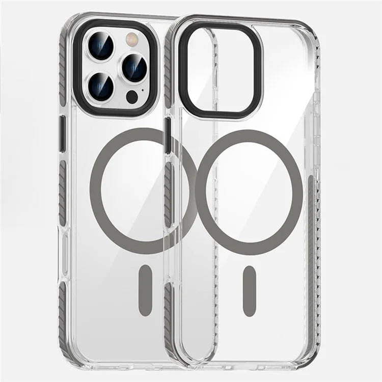For iPhone 16 Pro Max Magnetic Case Clear Phone Cover PC +TPU Anti-Slip Compatible with MagSafe