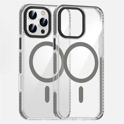 For iPhone 16 Pro Max Magnetic Case Clear Phone Cover PC +TPU Anti-Slip Compatible with MagSafe