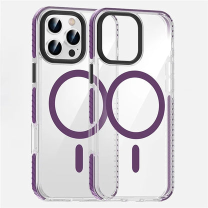 For iPhone 16 Pro Max Magnetic Case Clear Phone Cover PC +TPU Anti-Slip Compatible with MagSafe