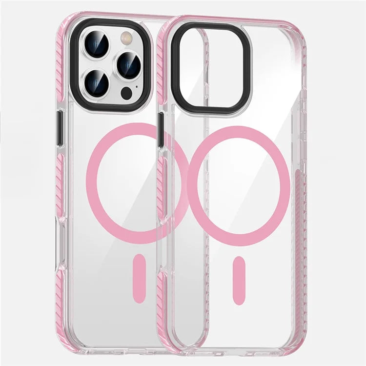 For iPhone 16 Pro Max Magnetic Case Clear Phone Cover PC +TPU Anti-Slip Compatible with MagSafe