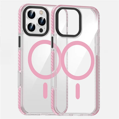 For iPhone 16 Pro Max Magnetic Case Clear Phone Cover PC +TPU Anti-Slip Compatible with MagSafe