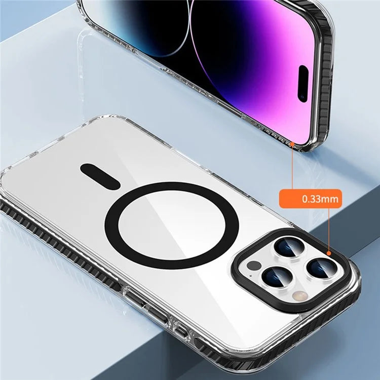 For iPhone 16 Pro Max Magnetic Case Clear Phone Cover PC +TPU Anti-Slip Compatible with MagSafe