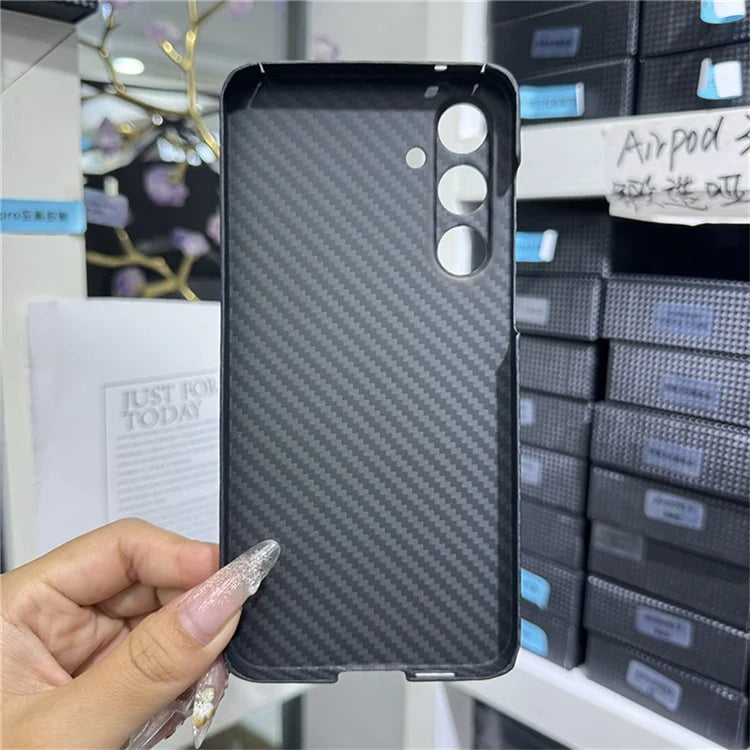 For Samsung Galaxy A55 5G Case 1500D Coarse Texture Aramid Fiber Phone Cover Precision Cut-Out - Black