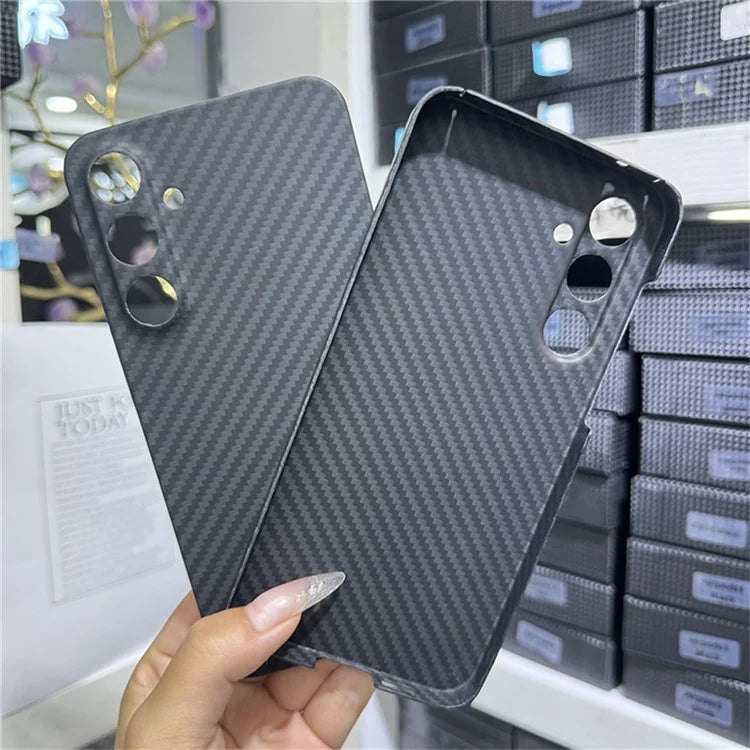 For Samsung Galaxy A55 5G Case 1500D Coarse Texture Aramid Fiber Phone Cover Precision Cut-Out - Black