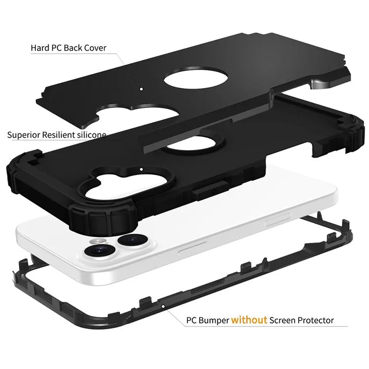 L-Style For iPhone 16 Plus Case Shockproof PC + TPU Phone Back Cover