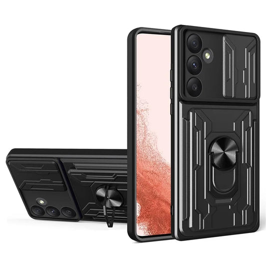 For Samsung Galaxy A55 5G Case PC+TPU Kickstand Phone Back Cover with Camera Slider