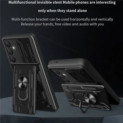 For Samsung Galaxy A55 5G Case PC+TPU Kickstand Phone Back Cover with Camera Slider