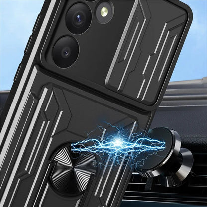 For Samsung Galaxy A55 5G Case PC+TPU Kickstand Phone Back Cover with Camera Slider